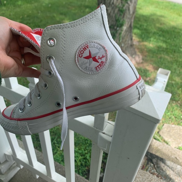White and Red Leather Converse - Picture 10 of 11